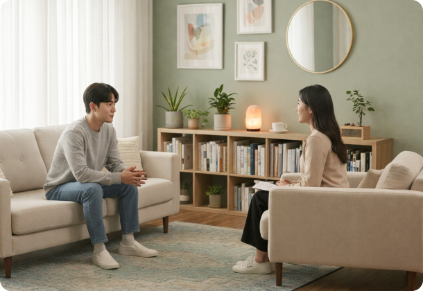 1:1 개인상담을 진행하는 장면